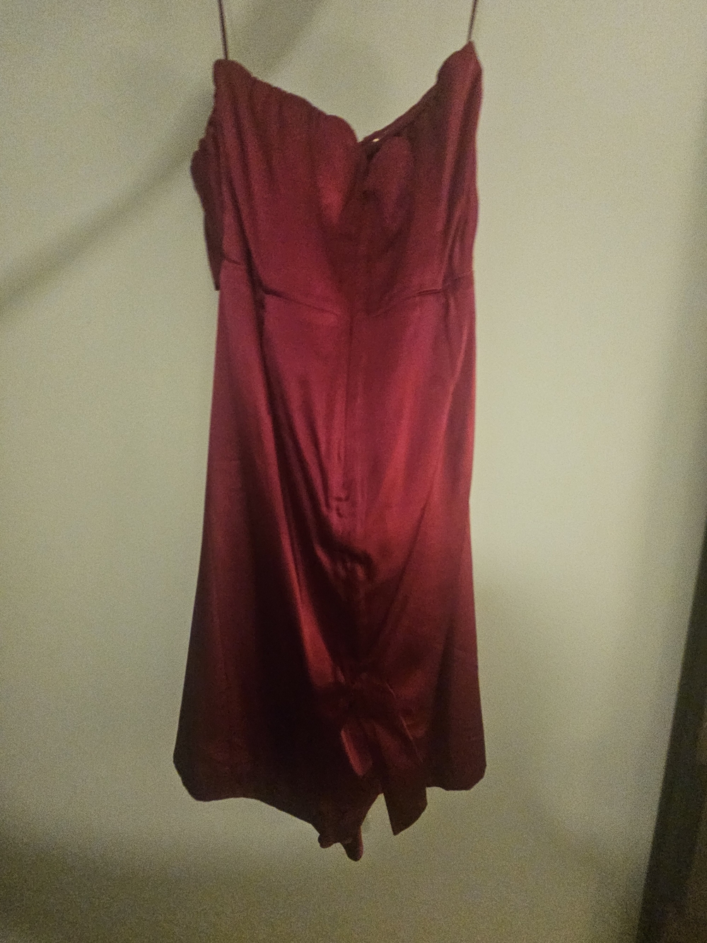 Express Strapless Silk Ruffle Dress In Magenta - Picture 2 of 5